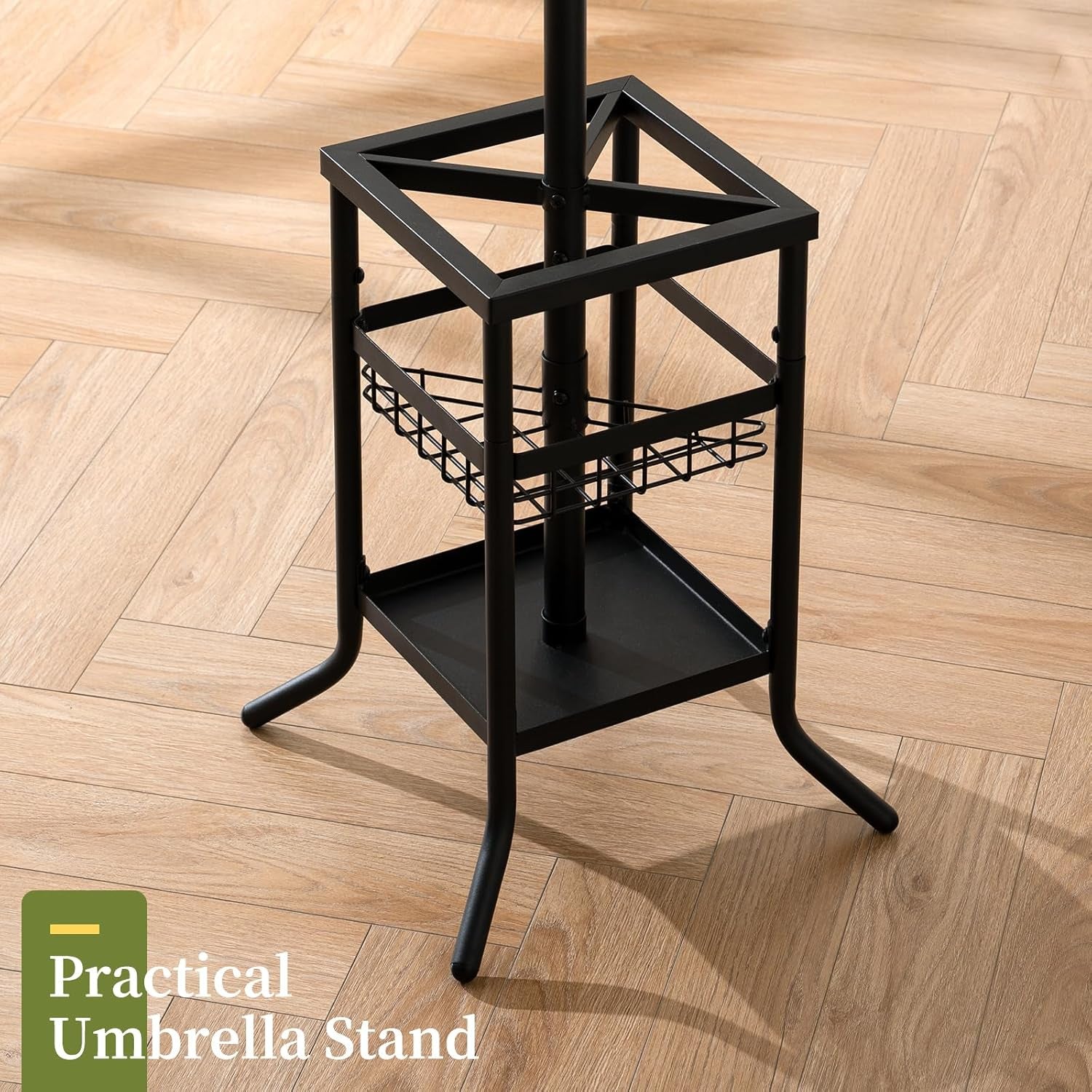 Coat Rack Freestanding - Coat Tree with Umbrella Holder, Metal Coat Rack Stand with 12 Hooks, Modern Coat Hanger Stand for Entryway, Purse Rack Hat Rack Stand for Living Room Bedroom Office