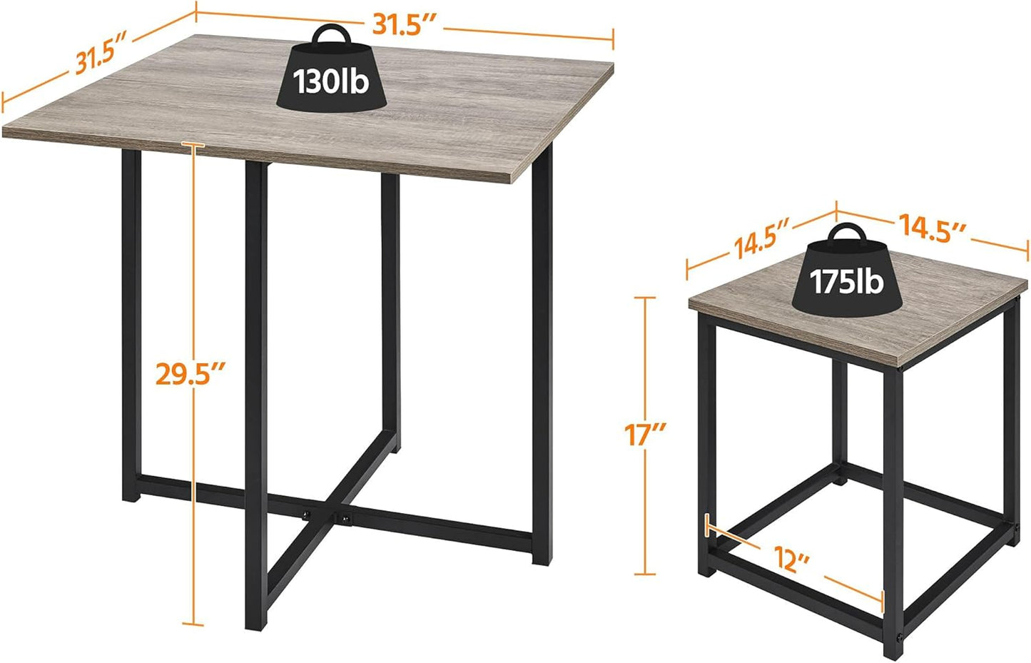 Dining Table Set for 4 Industrial Kitchen Table with 4 Chairs, Space-Saving Design for Apartment, Small Space, Breakfast Nook, Gray
