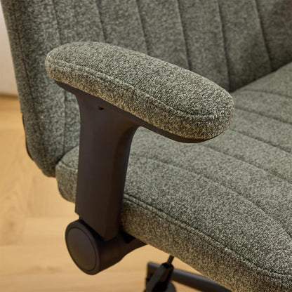 Criss Cross Chair with Adjustable Flip-Up Arms,Cross Legged Chair with Wheels, Extra Wide Office Chair,Cozy Desk Chair for Home Office, Vanity, Apartment,Chenille Velvet,Dark Green