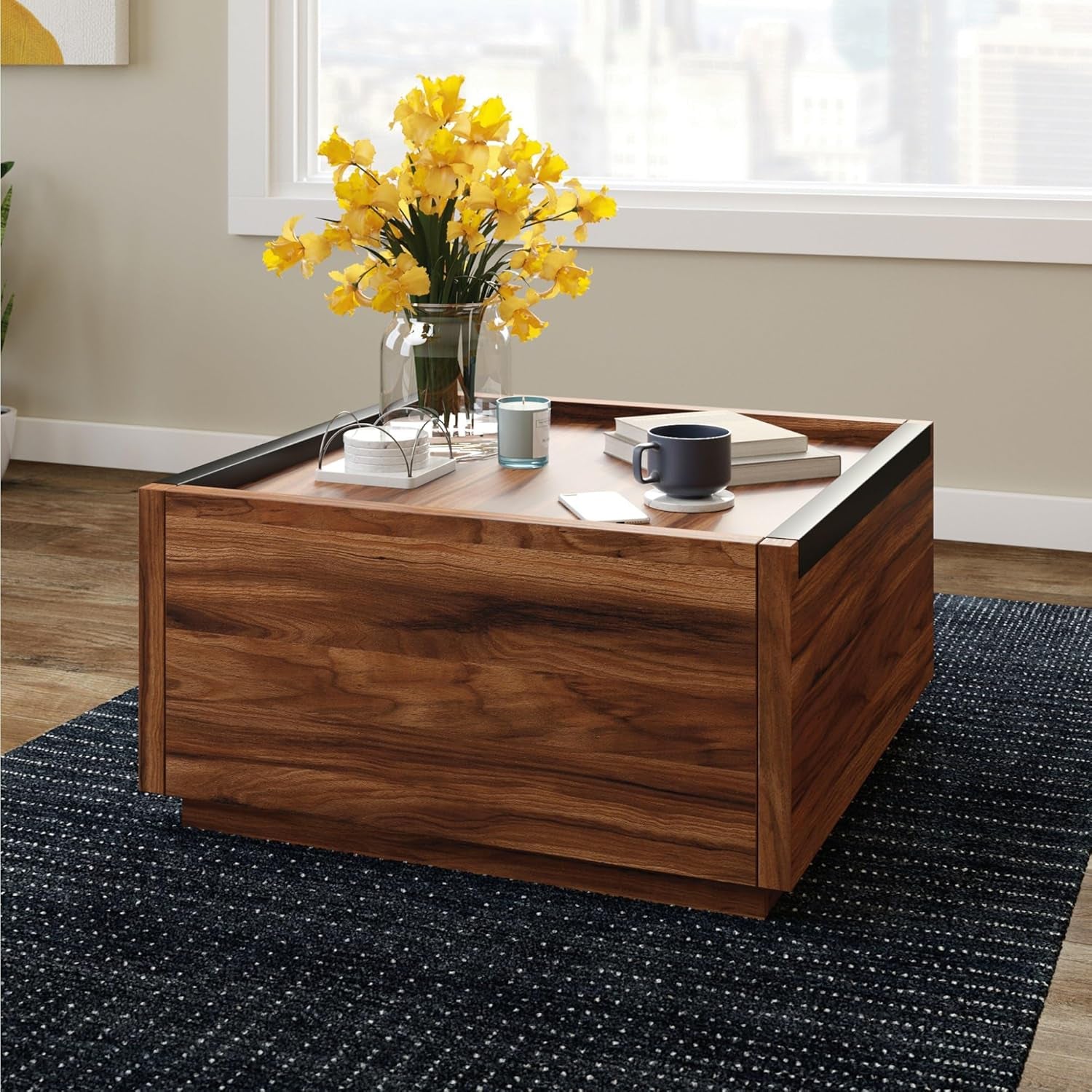 Manhattan Gate Modern Square Coffee Table, Blaze Acacia Finish