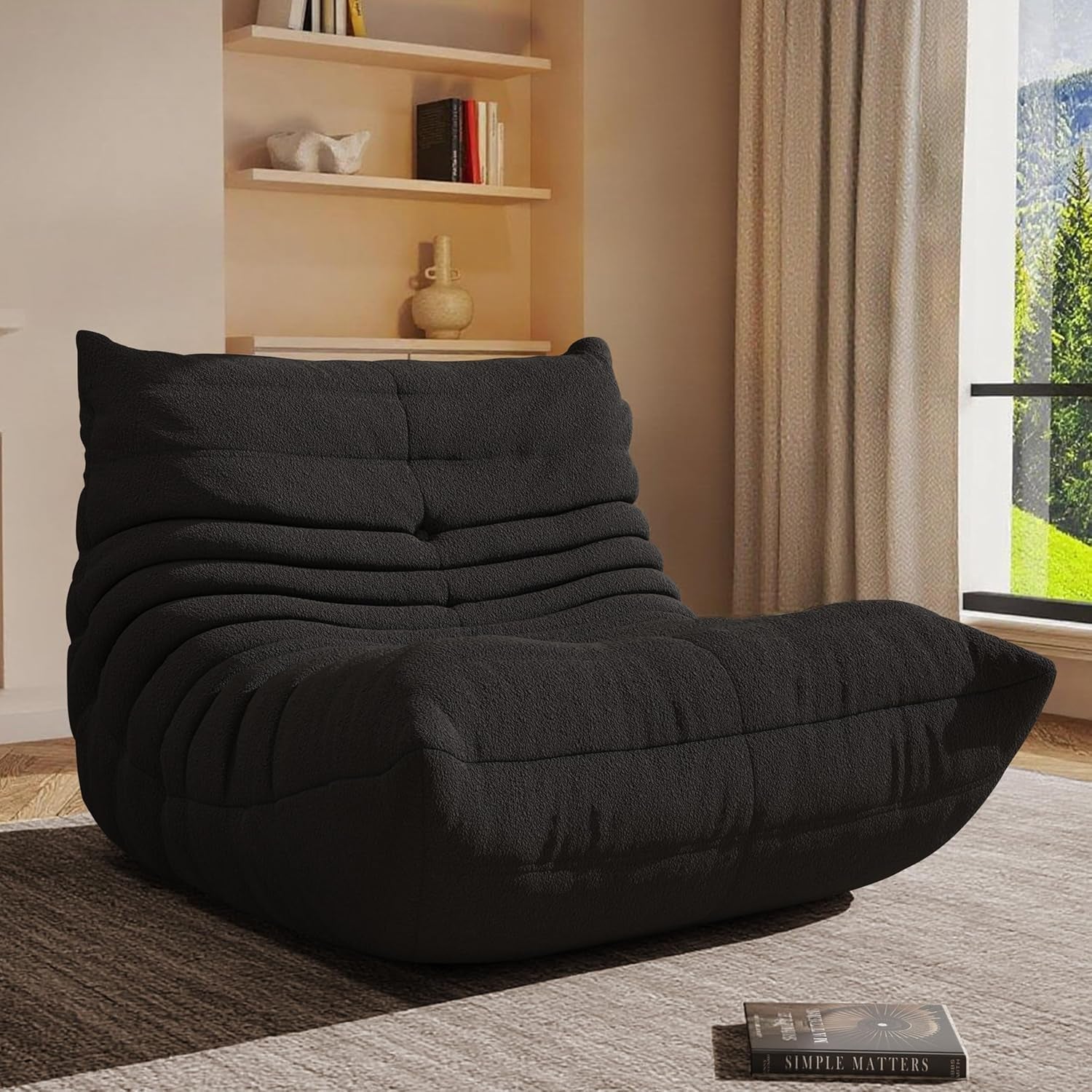 Bean Bag Chair, Oversized Bean Bag Chair for Living Room, Fireside Chair for Adults with Memory Foam Filled, Big Accent Sofa Lounge Floor Sofa for Gaming, Reading, Relax, No Assembly Required. (Grey)