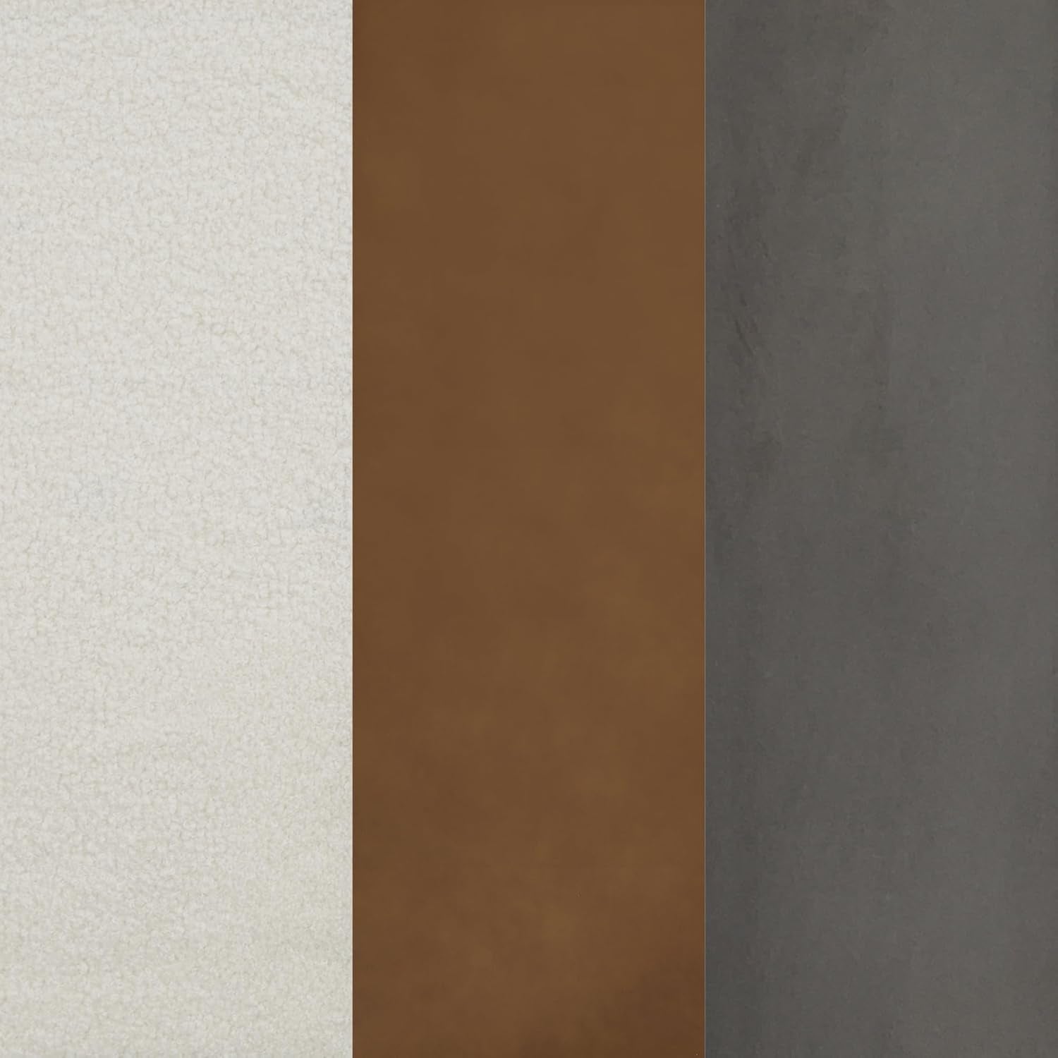 Aspen Queen Bed Headboard, Boucle Upholstered Headboard with Leather Straps and Black Matte Metal Frame, White/Black