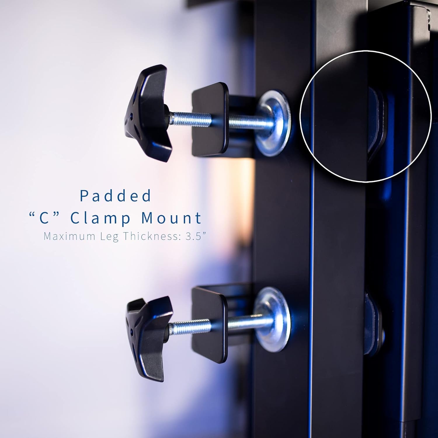 Adjustable Clamp-On Desk Leg PC Mount, under Desk PC Mount, Computer Case CPU Holder with Tool-Free Installation, Black, MOUNT-PC01C