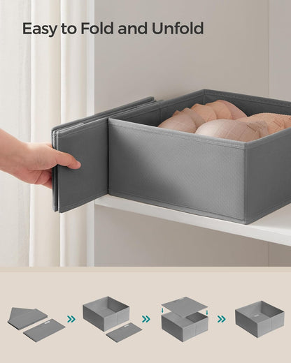 Drawer Organizers, Dresser Divider Organizers, Set of 18, Foldable Fabric Storage Boxes for Socks, Underwear, Bras, Ties, Scarves, Dove Gray URDZ006G05
