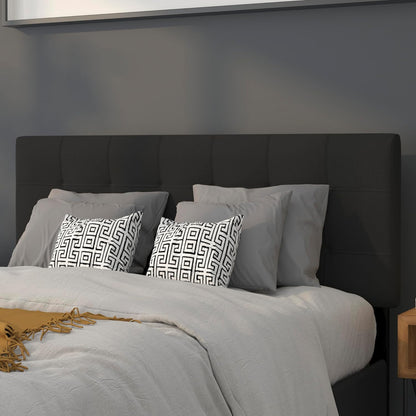 Bedford Tufted Upholstered Headboard for Full Size Bed, Contemporary Fabric Tufted Headboard with Adjustable Height, Black