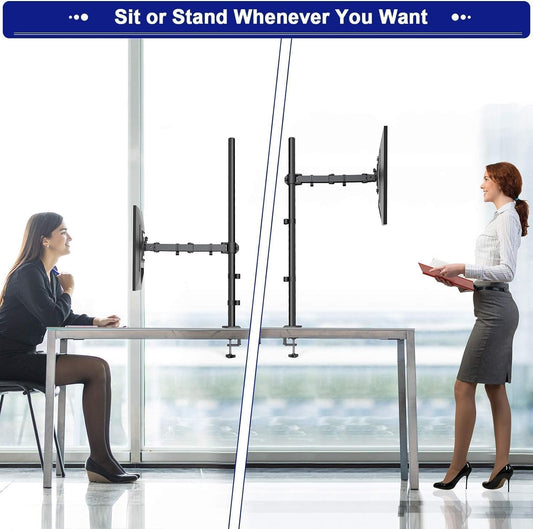 Single Monitor Arm with 39 Inch Extra-Tall Pole, Adjustable Computer Desk Mount for 13–32 Inch Screens and up to 38 Inch Ultrawide Screens, Hold 22 Lbs, Monitor Stand with C-Clamp & Grommt Base