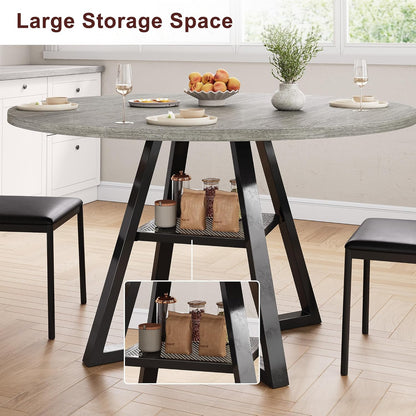 round Dining Table for 4,Kitchen Dining Room Circle Dinner Pedestal Table,Space Saving Wood Kitchen & Dining Room Furniture, 42In,Grey