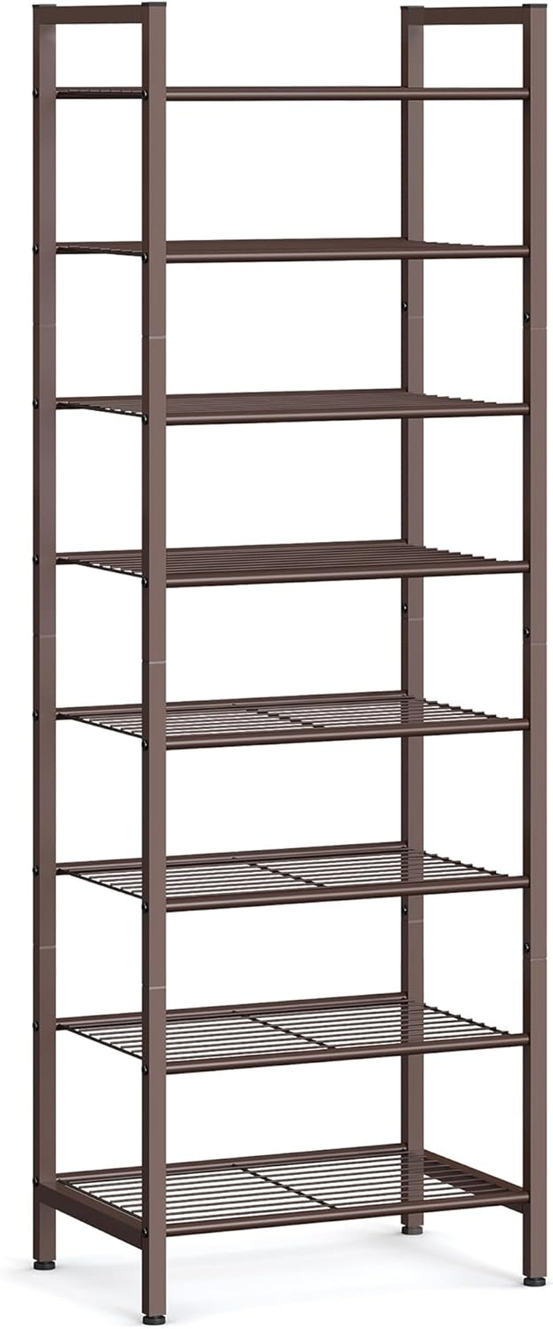 Narrow Shoe Rack - Sturdy 8 Tier Metal Tall Shoe Rack Shelf, Slim Shoe Storage Organizer for Closet Entryway Small Spaces, Bronze