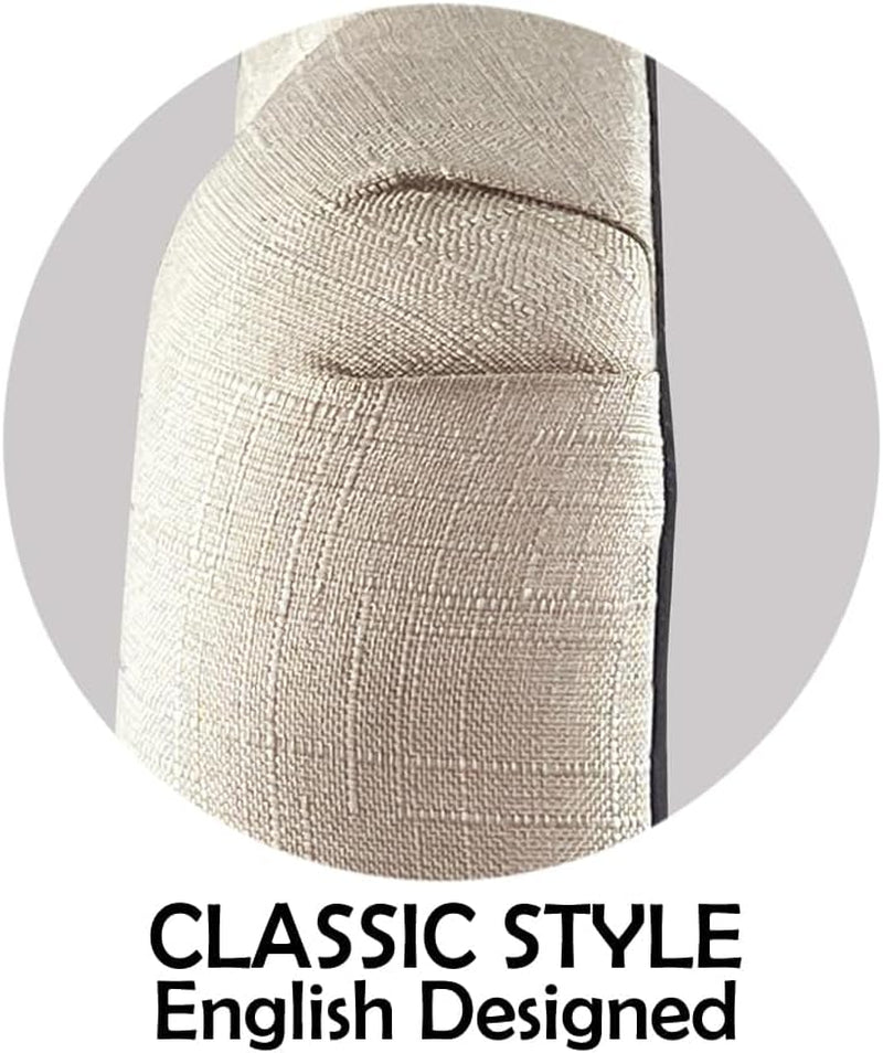 Givanna Adjustable Height Headboard with Linen Upholstery and Button Tufting for Bedroom, Queen, Beige Linen