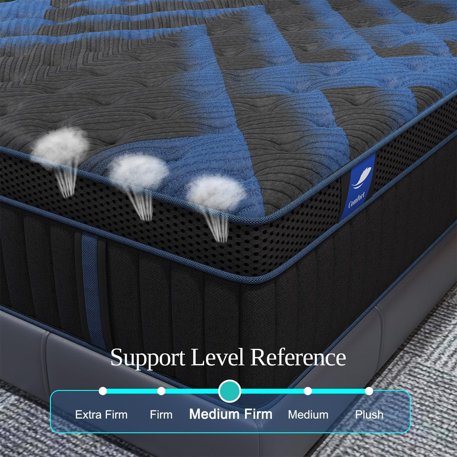 Queen Mattress 14 Inch, Hybrid Mattresses Medium Firm with Gel Memory Foam & Pocketed Coils, Motion Isolation, Certipur-Us Certified, Pressure Relief for Silent Sleep