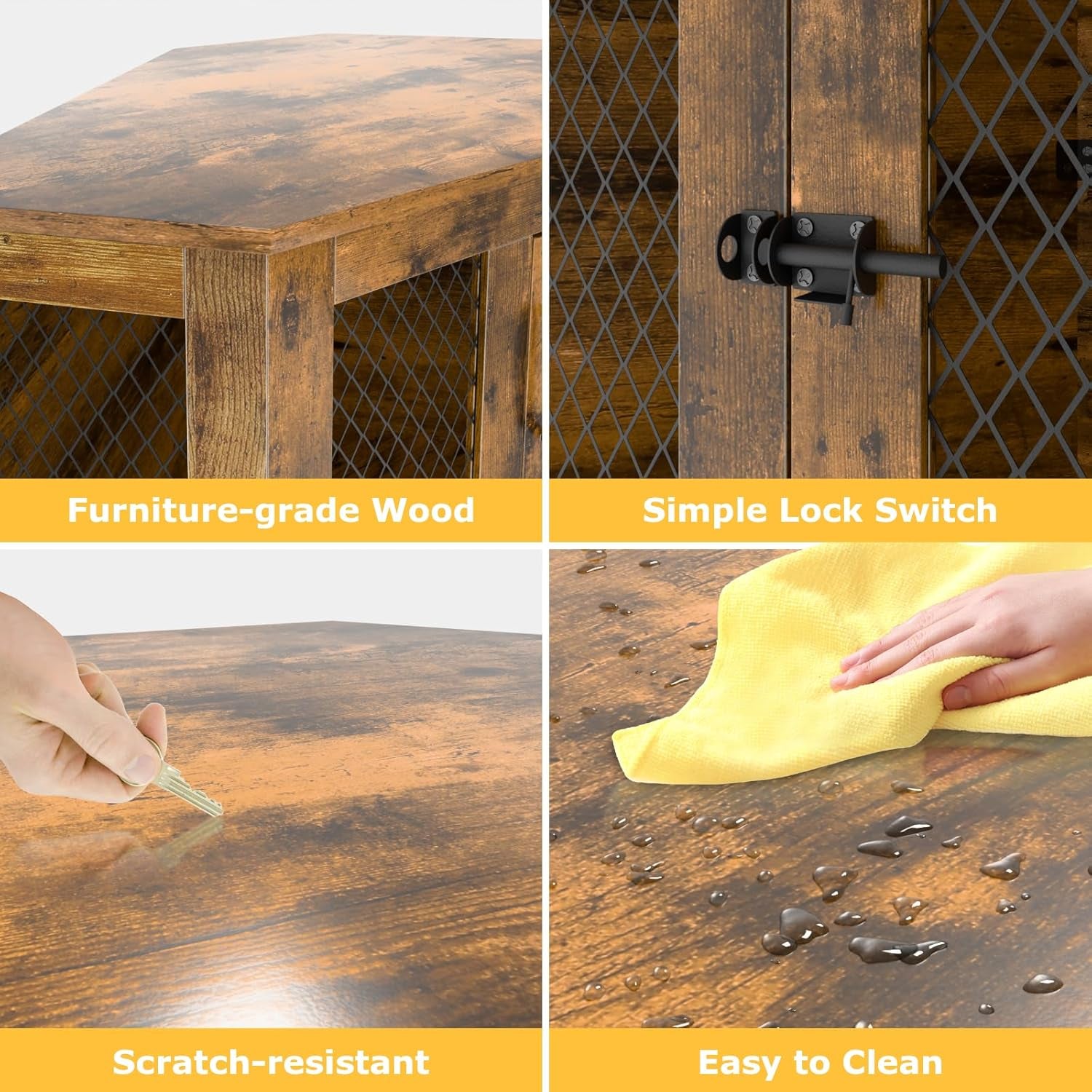 Corner Dog Crate Furniture, 52" Wooden Dog Kennel Furniture End Table with Mesh, Dog Kennel Indoor Furniture for Small Medium Large Dogs, Modern Decorative Wood Pet House Dog Cage Crate, White