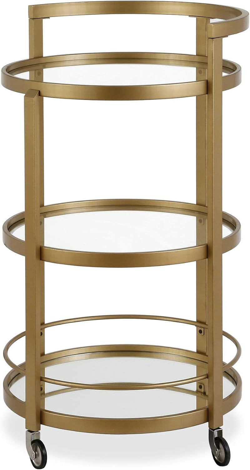 21" Wide round Bar Cart in Brass, Bar Carts for the Home