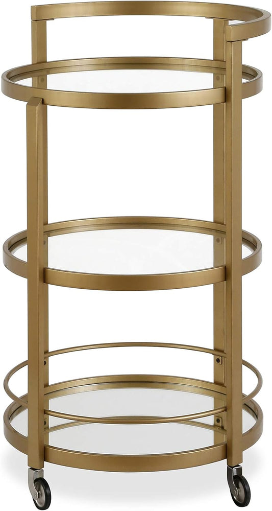 21" Wide round Bar Cart in Brass, Bar Carts for the Home