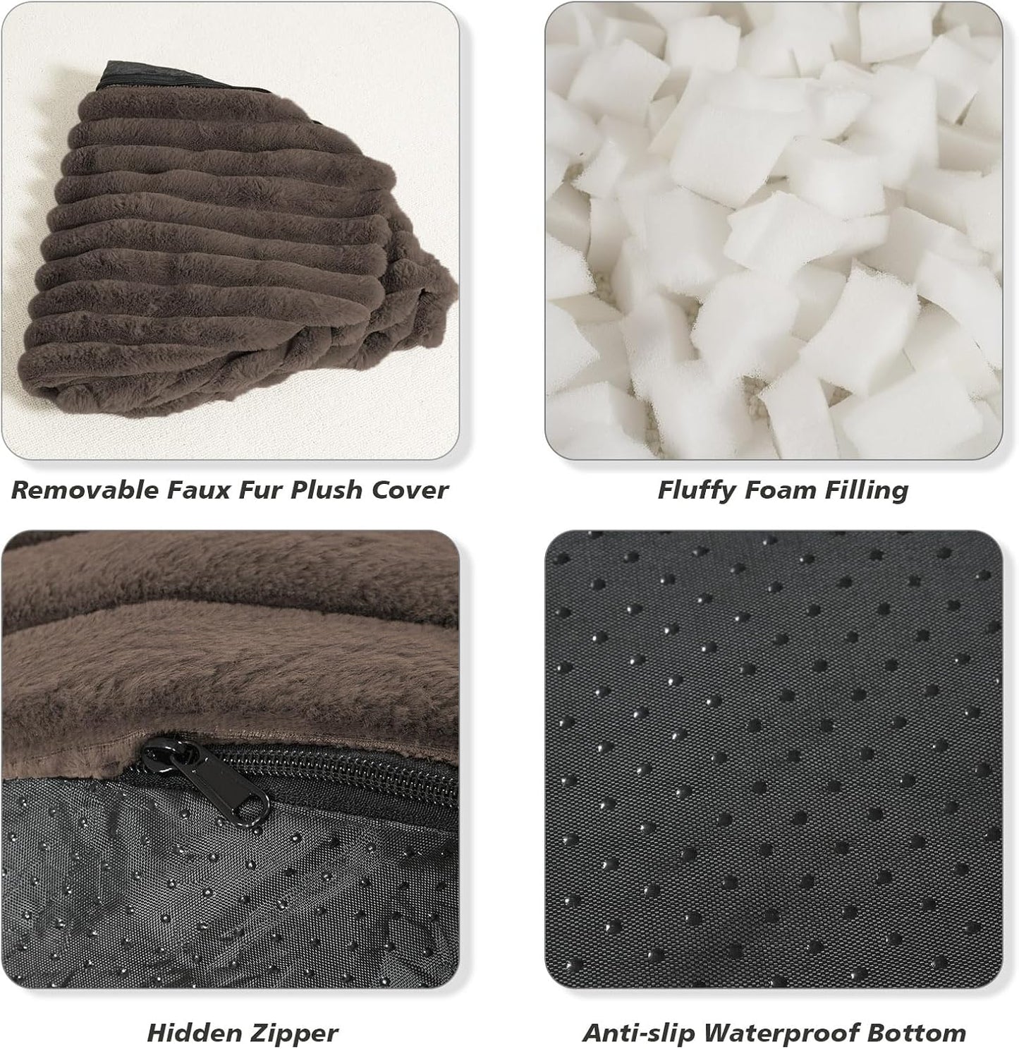 Pouf Ottoman Stuffed round for Foot Rest, Faux Fur Poufs with Foam Chunk Filling, Storage Ottoman Pouf Foot Stool Cushion, 20 X 15 Inch Floor Chair for Living Room Bedroom Home Decor, Brown