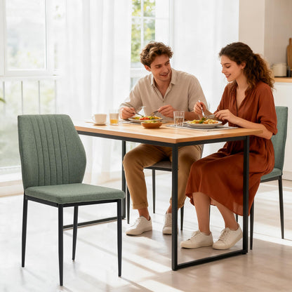 Dining Chairs Set of 4, Upholstered Wooden Dining Room Chairs, Mid Century Modern Fabric Kitchen Chair with Metal Legs Chenille Fabric for Kitchen/Restaurant/Hotel- Green (Only Chairs)