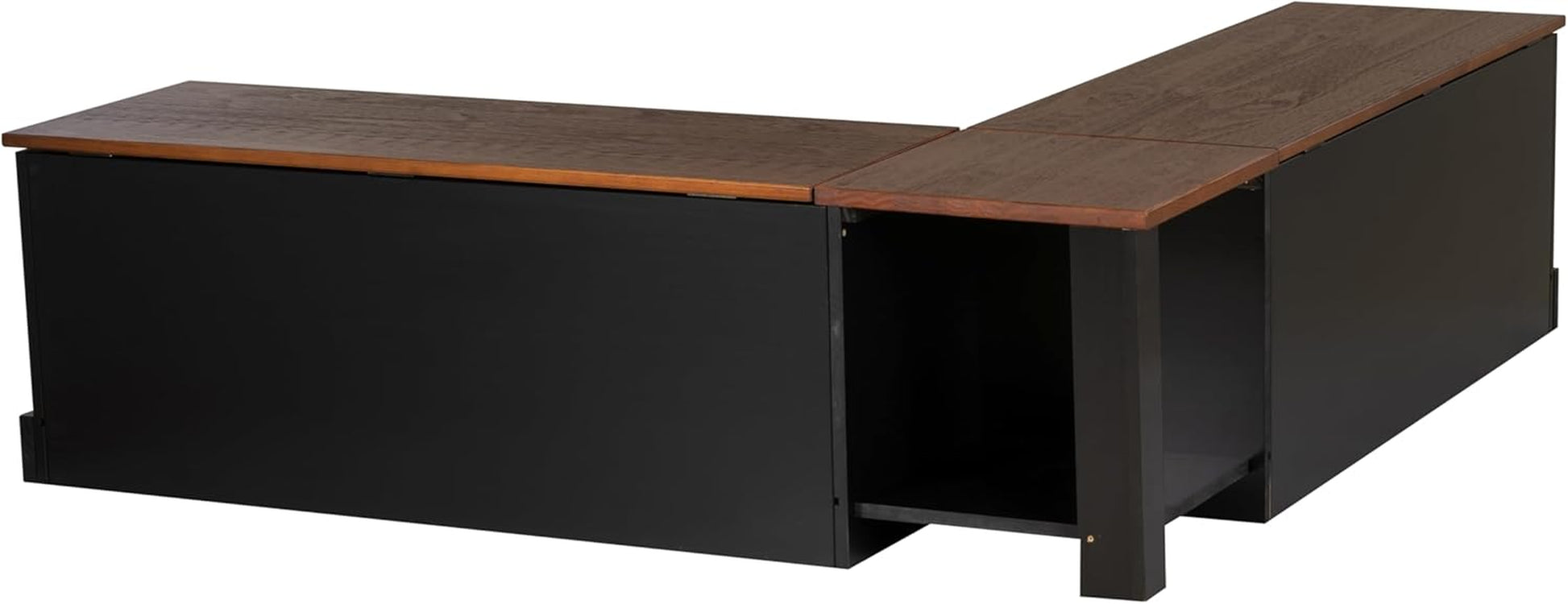 Harris Black and Walnut Backless Kitchen Dining Nook with Hidden Storage Bench Space