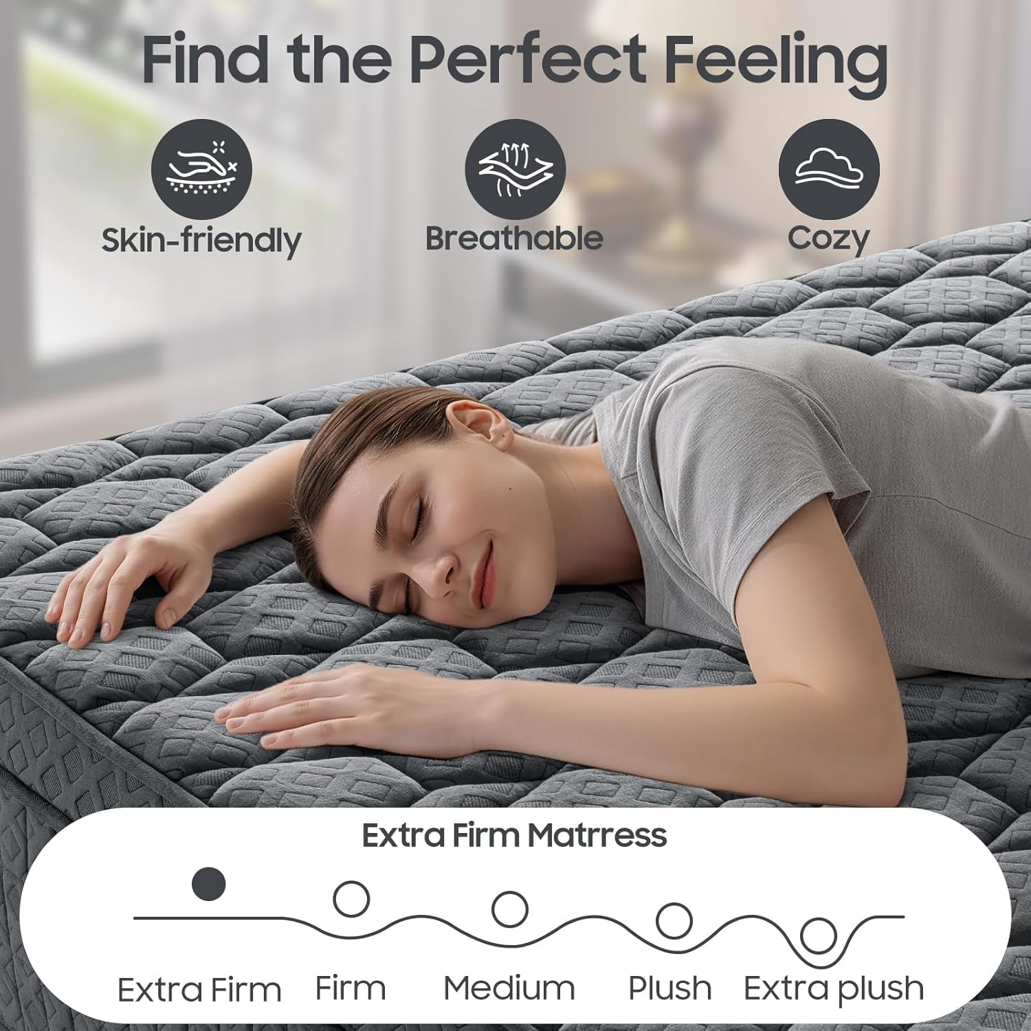 14 Inch Extra Firm Mattress Queen, Hybrid Mattress with Back and Lumbar Hip Support, Fiberglass Free, 365 Nights Trial, 10 Years Warranty