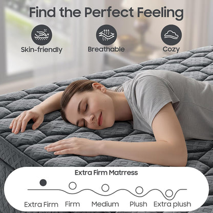 14 Inch Extra Firm Mattress Queen, Hybrid Mattress with Back and Lumbar Hip Support, Fiberglass Free, 365 Nights Trial, 10 Years Warranty