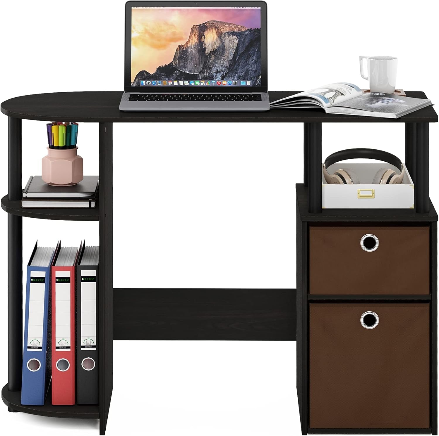 Jaya Computer Study Desk with Bin, Brown