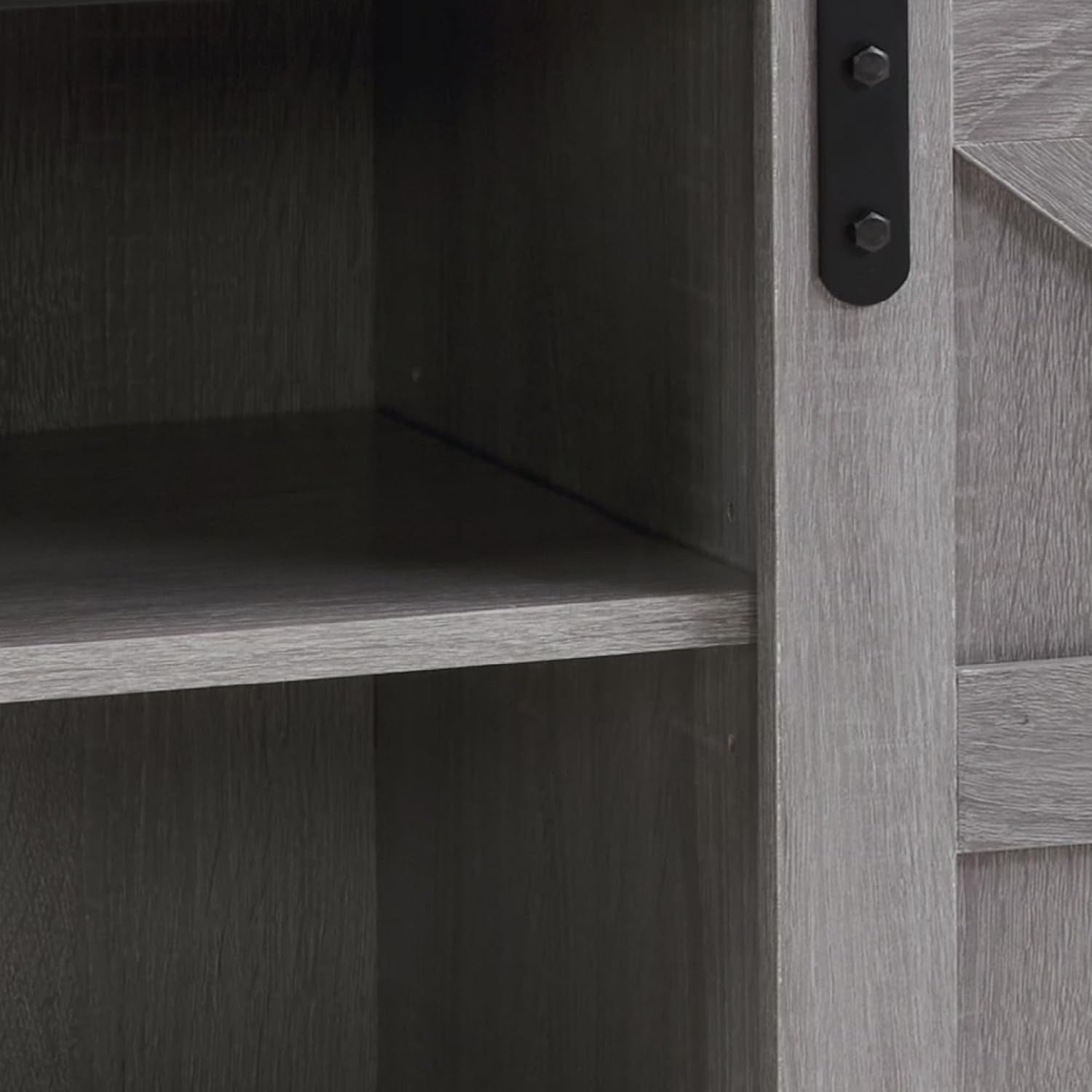 58" TV Stand, Modern & Farmhouse Wood Entertainment Center for Tvs up to 65", with Sliding Barn Door, Storage Cabinet Table, Adjustable Shelves (Gray)