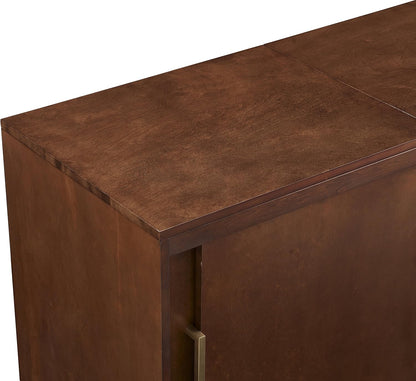 Everett Media Console and Record Player Stand with Storage for Vinyl Records, Mahogany