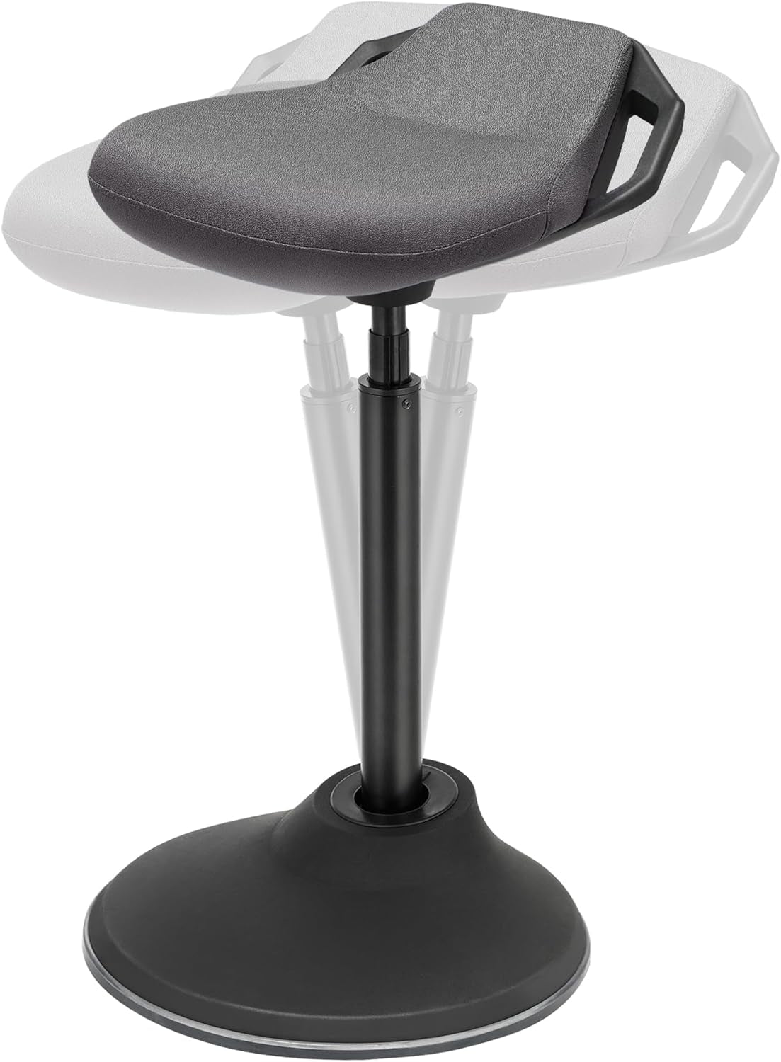 Standing Desk Chair, Adjustable Ergonomic Wobble Stool, 23.6-33.3 Inches Drafting Chair, Swivel Sitting Balance Stool, Fabric Upholstery, Anti-Slip Bottom Pad, Ink Black UOSC02BK