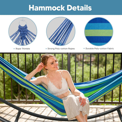 Hammocks Standing Patio Hammock, Portable Hammock with Stand Foldable, Patent Pending, Blue Green