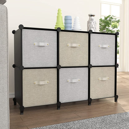 6-Cube Storage Organizer, Closet Organizer Storage Cabinet Shelf Bookcase Bookshelf with Metal Hammer, Storage Cubes Organizer Cabinet for Kids, Closet, Bedroom, Bathroom(11.8X11.8X11.8 Inch)Black
