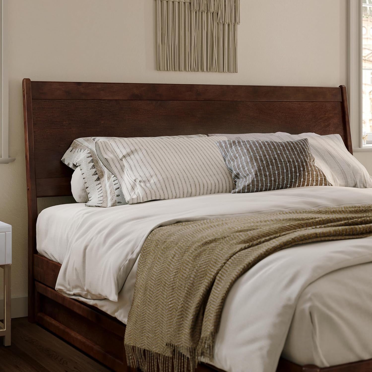 , Casanova King Solid Wood Panel Headboard, Walnut