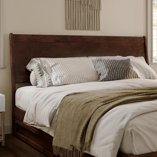 , Casanova King Solid Wood Panel Headboard, Walnut