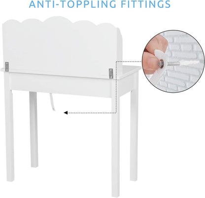 Small White Writing Desk with Hutch and USB Ports, 31.5 Inch Home Office Desk with Drawers, Study Table for Kids/Student, Makeup Dressing Table save Space Gifts