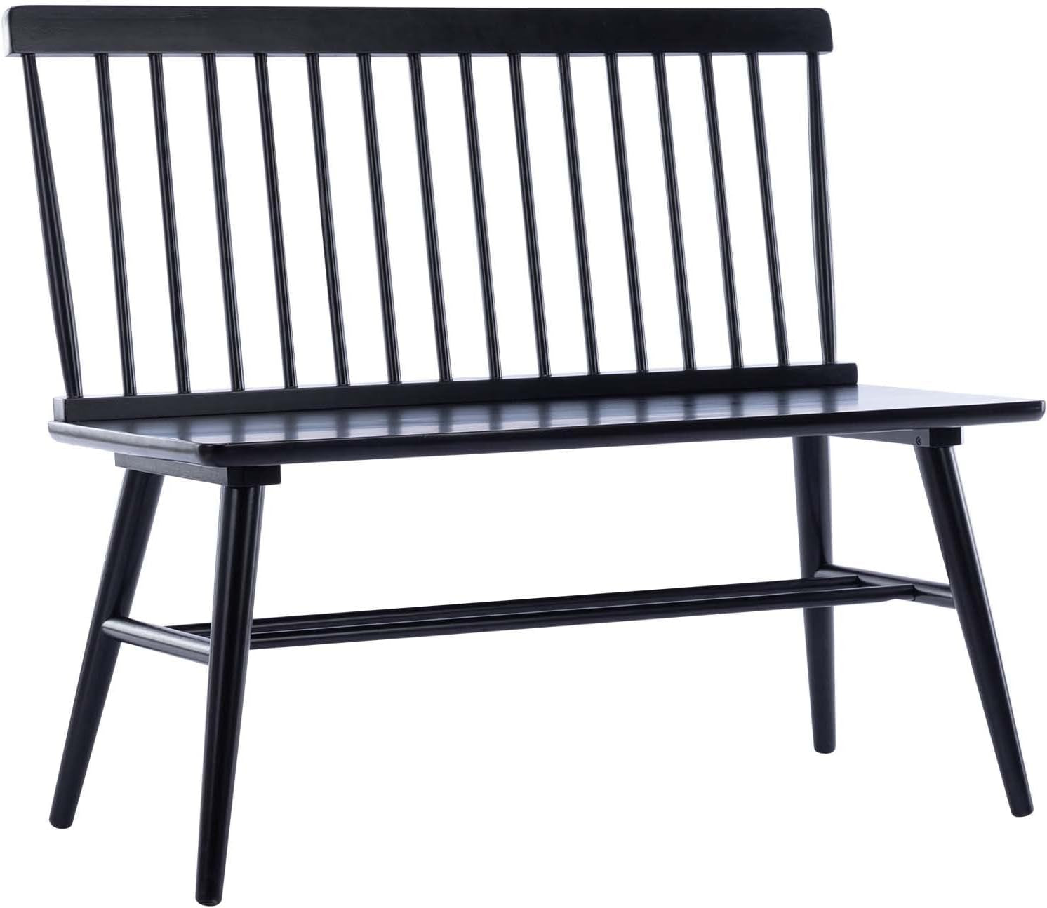 Entryway Bench, Black Dining Bench with Spindle Back Farmhouse Wood Windsor Bench for Foyer Balcony Living Room, Black