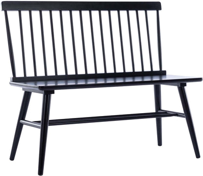 Entryway Bench, Black Dining Bench with Spindle Back Farmhouse Wood Windsor Bench for Foyer Balcony Living Room, Black