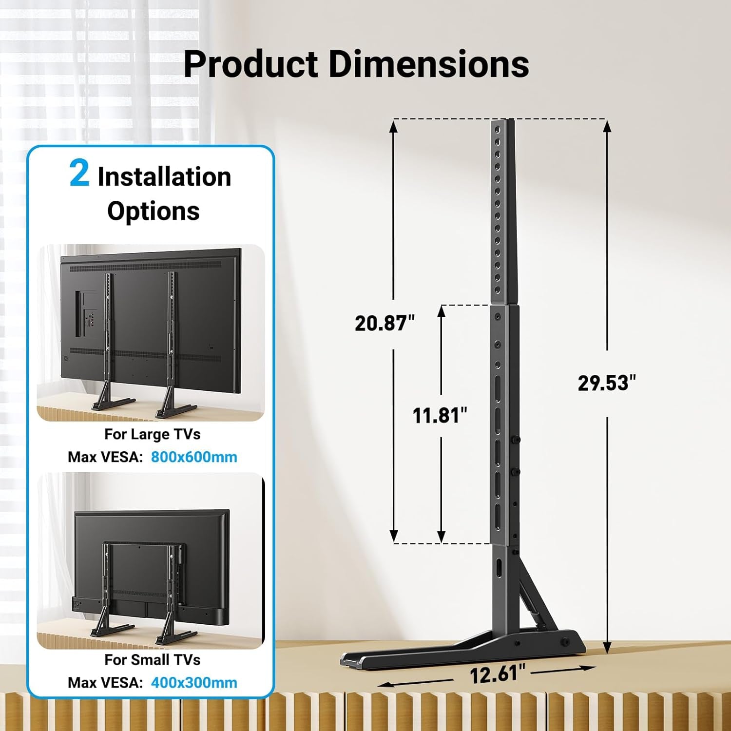 Universal TV Stand Mount for 22-70 Inch Tvs, Height Adjustable Table Top TV Stand, Great Load-Bearing Replacement TV Legs with Tempered Glass Holds up to 110Lbs, Max VESA 800 X 600Mm
