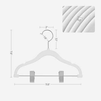 30 Packs Baby Pants Hangers with Clips, Kids Hangers with 6 Clothes Dividers, Non-Slip Children’S Clothes Hanger, White UCRF013W30