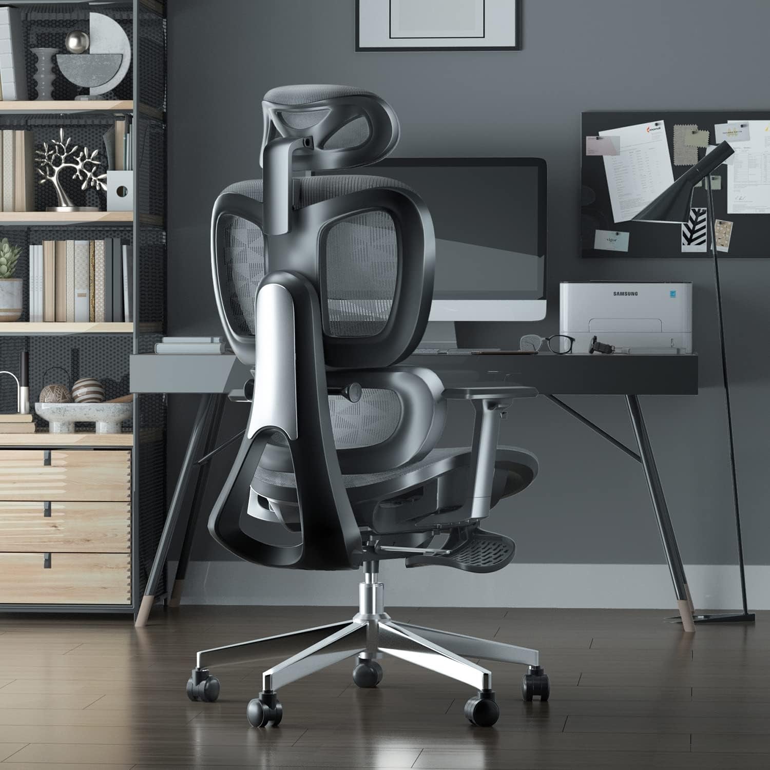Ergonomic Mesh Office Chair with 3D Adjustable Armrest,Plastic Frame High Back Desk Computer Chair Ergo3D Ergonomic Office Chair with Wheels for Home & Office Black