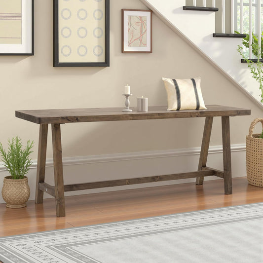 Solid Wood Bench, 47.2” Rustic Farmhouse Entryway Bench for Living Room Dining Room Hallway Closet Room, Indoors & Outdoors Bench