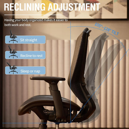 Mesh Office Chair,Ergonomic Computer Desk Chair,Sturdy Task Chair- Adjustable Lumbar Support & Armrests,Tilt Function,Comfort Wide Seat,Swivel Home Office Chair (Black)