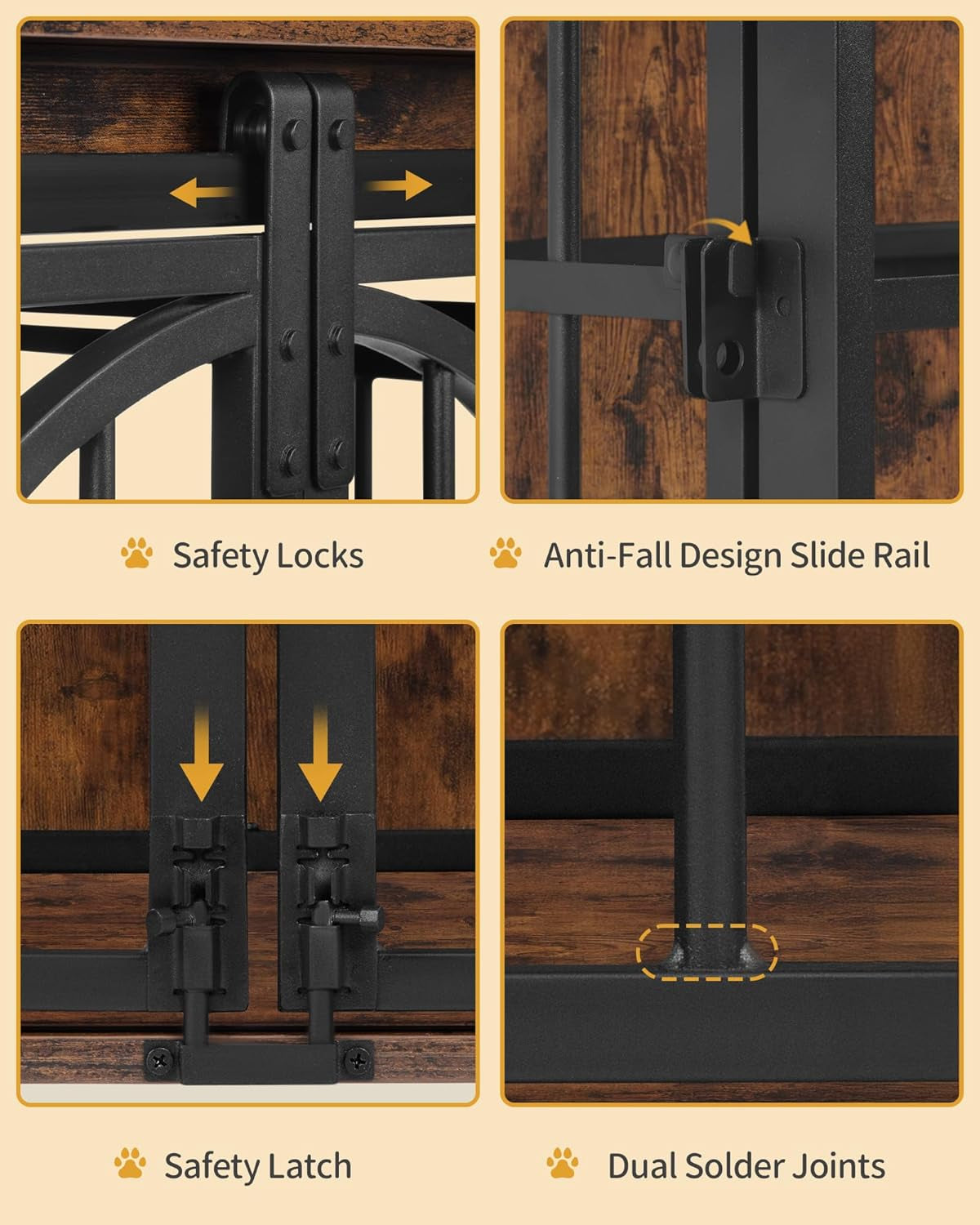 37.4" Dog Crate Furniture with Wheels, Wooden Pet Cage Indoor with Barn Door, L Dog Kennel Heavy Duty, Decorative Pet Crate for Small/Medium Dogs, End Table TV Stand, Rustic Brown DFC86201B