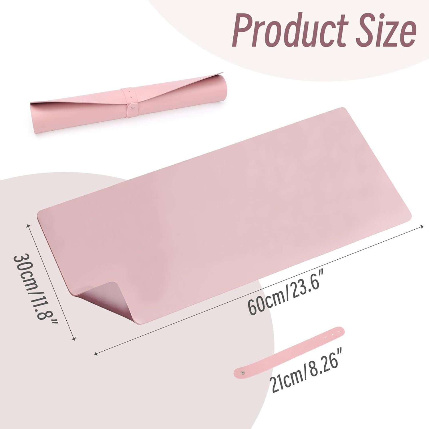 Makeup Mat for Vanity,Dual-Sided Leather Vanity Mat, Easy to Clean, Waterproof and Oilproof,Desk Pad Mat to Protect Vanity(Pink)