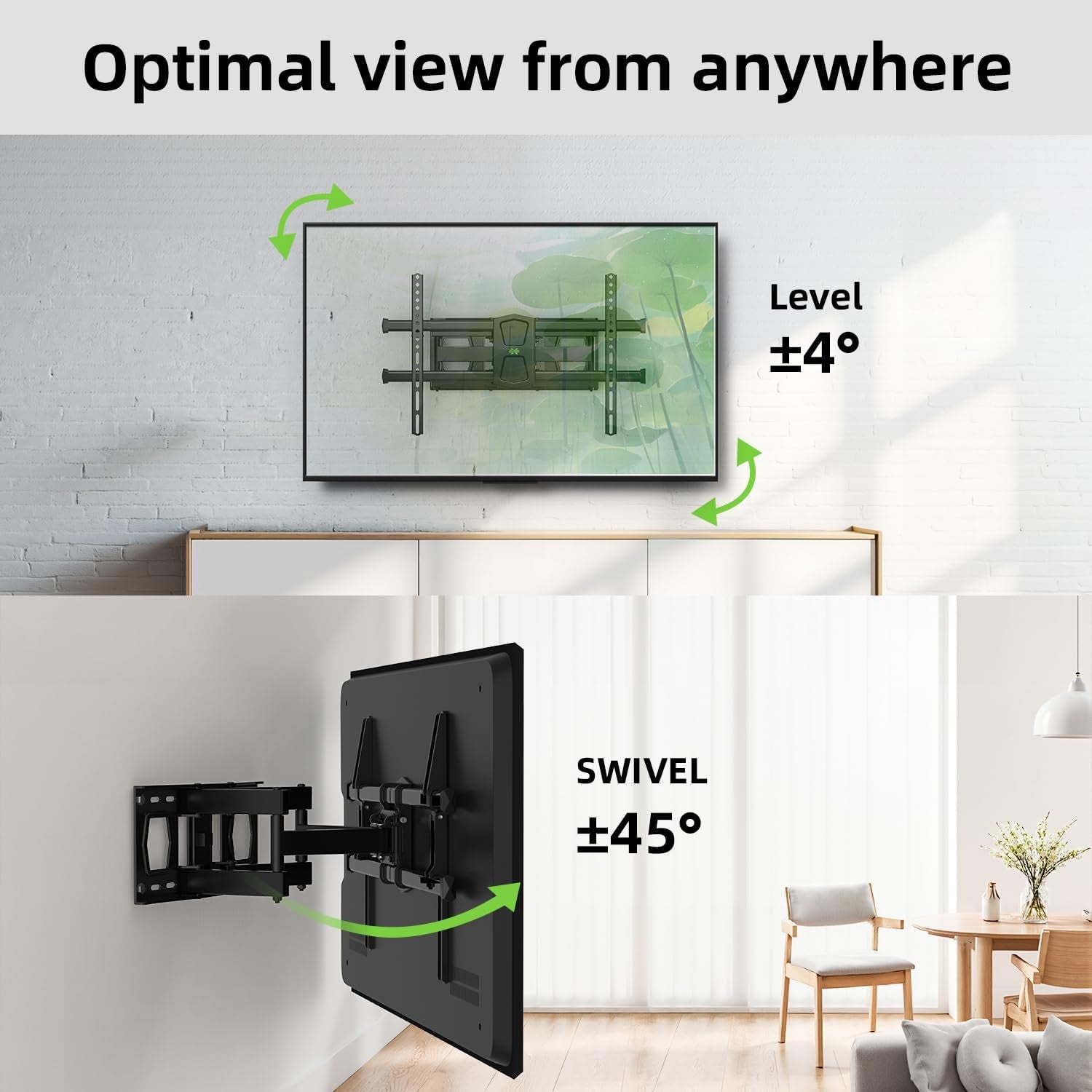 Full Motion TV Wall Mount for 42-82 Inch Tvs up to 120Lbs, TV Bracket with Articulating Swivel Tilt Extension Leveling, Television Mount for Max VESA 600X400Mm Fits 12/16" Wood Stud