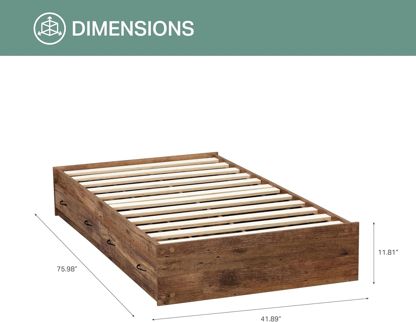Model 6008K Twin Sized Bookcase Headboard and Twin Sized Platform Bed Combo in Mountain Oak
