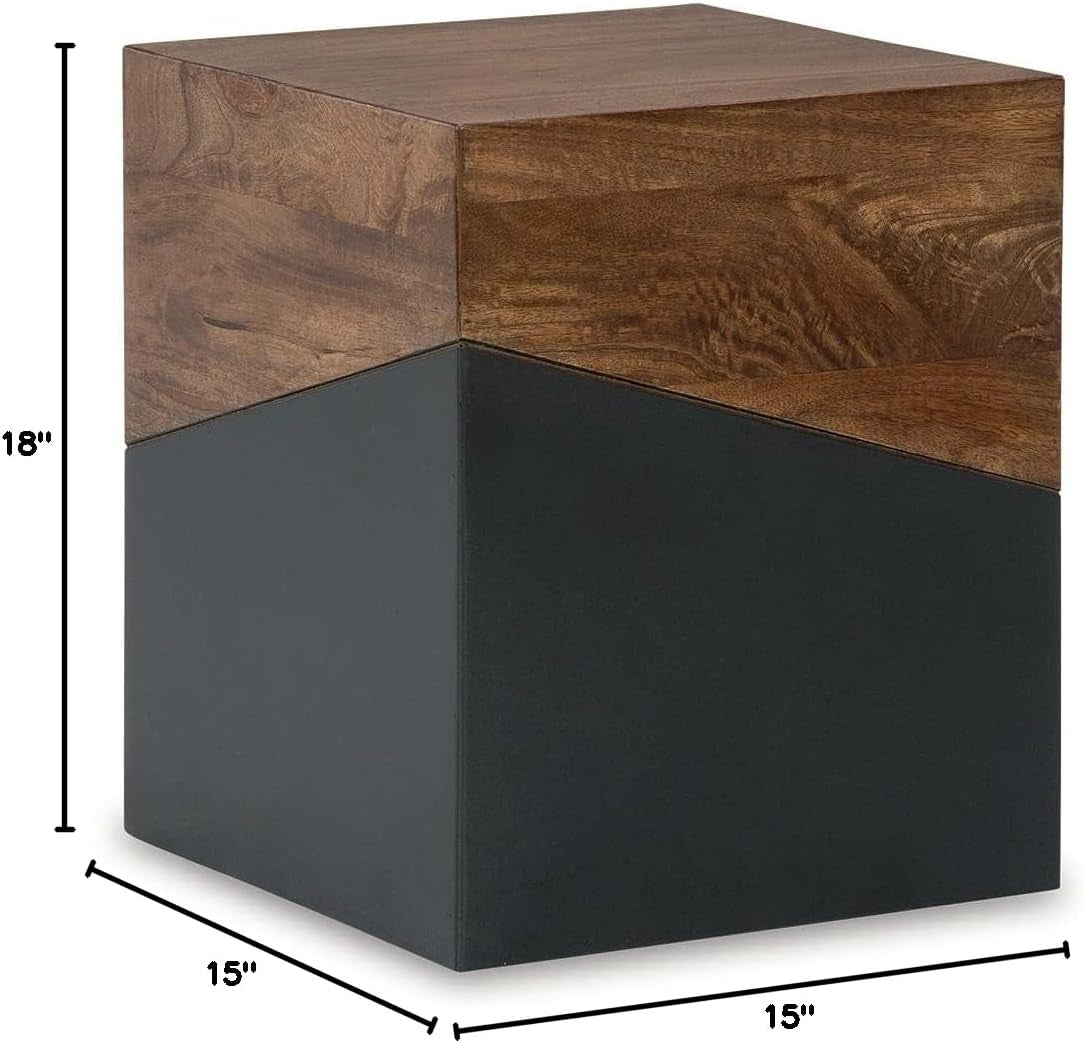 Trailbend Eclectic Accent End Table, Brown & Gunmetal