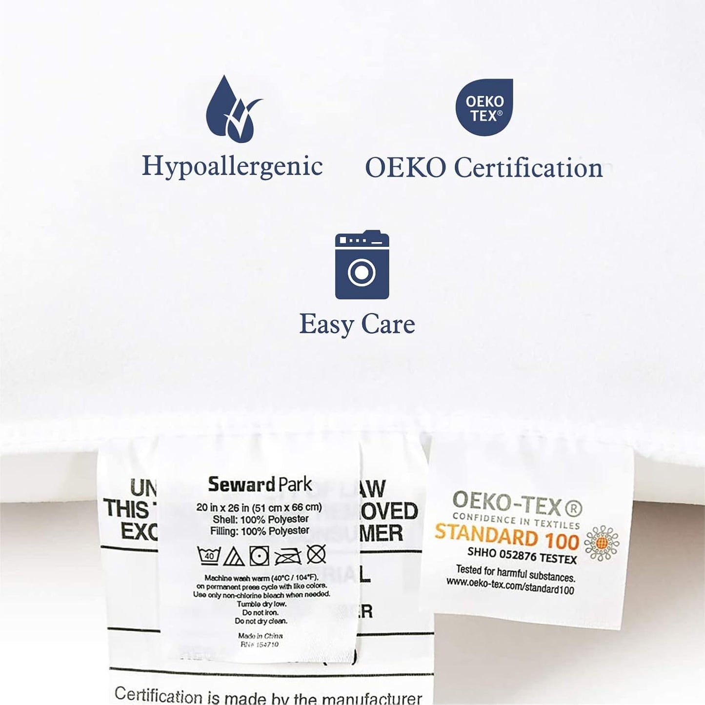 Bed Pillow King Size Set of 2, Shams Insert 20 X 36 Inch, down Alternative Cooling Pillows for Stomach, Side or Back Sleeper