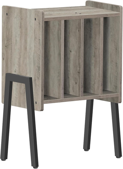 Record Player Stand, Record Storage Table, End Table with Vinyl Holder Display Shelf, Side Table, Turntable Stand, Nightstand (Greige)