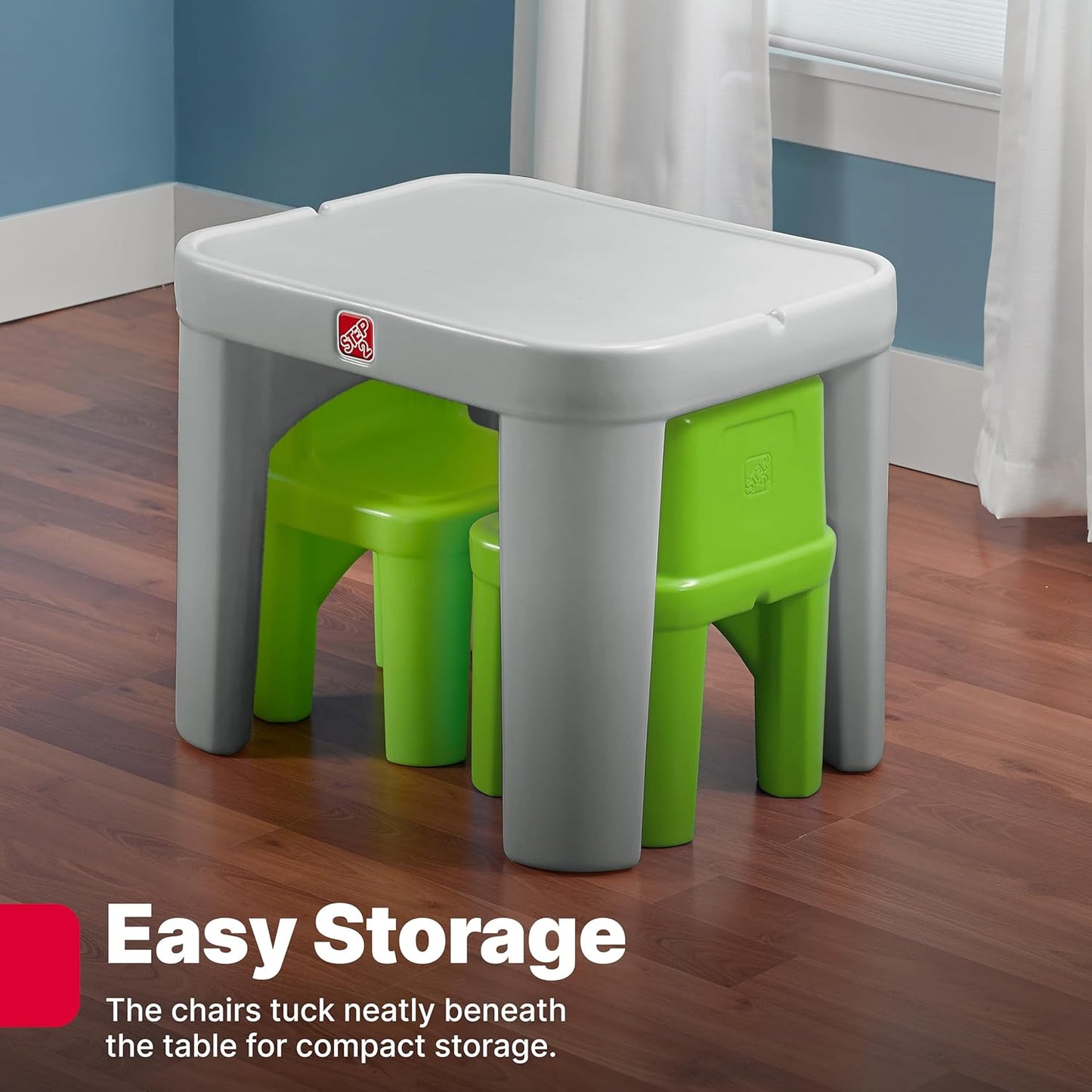 Mighty My Size Kids Table & Chair Set, Playroom Activity Table for Arts & Crafts, Made of Durable Plastic, for Toddlers 2+ Years Old, Gray & Green