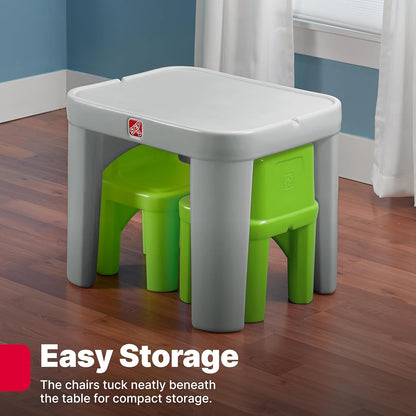 Mighty My Size Kids Table & Chair Set, Playroom Activity Table for Arts & Crafts, Made of Durable Plastic, for Toddlers 2+ Years Old, Gray & Green