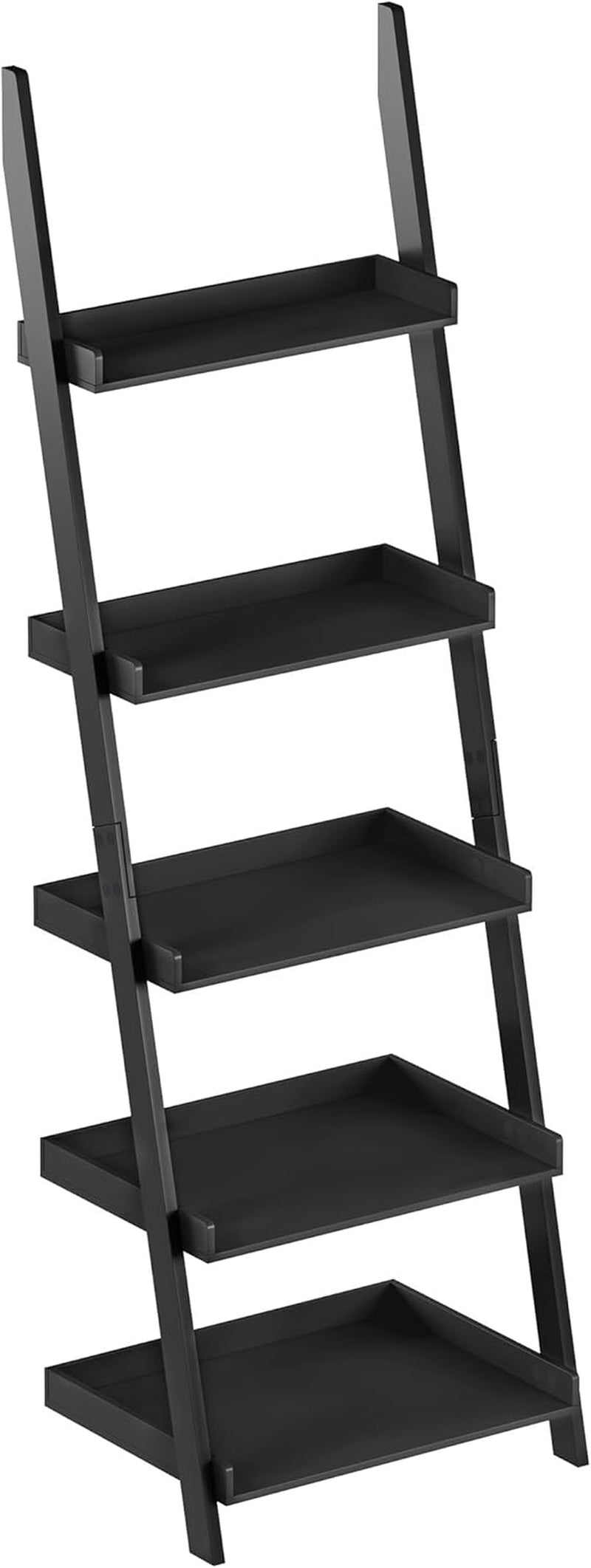 Bookshelf - 5-Tier Ladder Shelf with Leaning Look - Bookcase for Home Decor and Office Storage - Freestanding Book Shelves by  (Black)