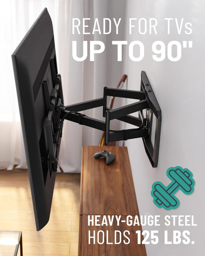 Maxmotion TV Wall Mount for Large Tvs 42" to 90" - Full Motion Has Smooth Swivel, Tilt, & Extension - Universal Design Works with Samsung, Vizio & More - Includes Hardware & Drill Template
