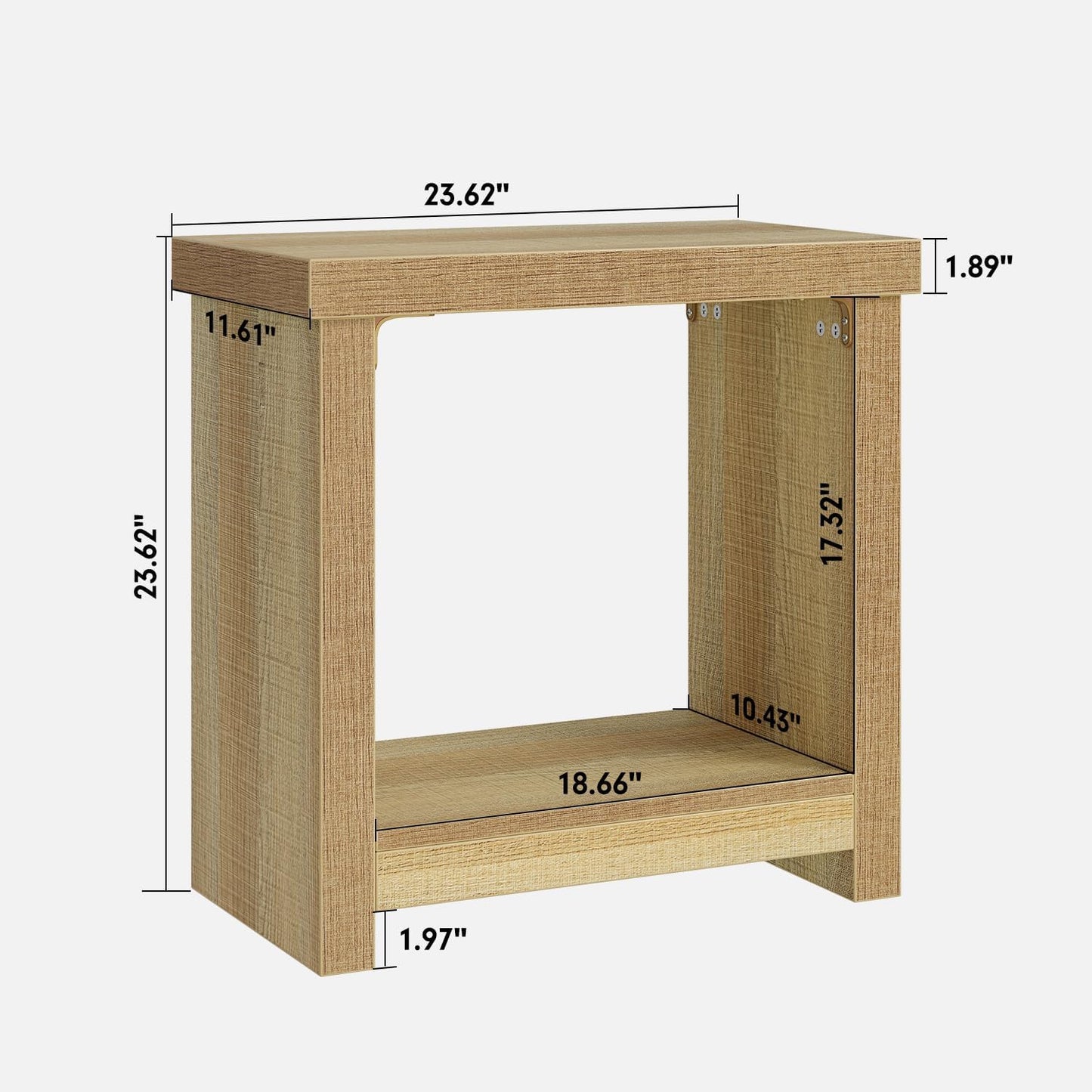 End Tables Set of 2 for Living Room, Narrow Side Tables with Storage Shelves, Square End Table for Bedroom, Slim Nightstand, Skinny Rectangle Accent Table, Farmhouse Bedside Table, Natural (2 Pieces)